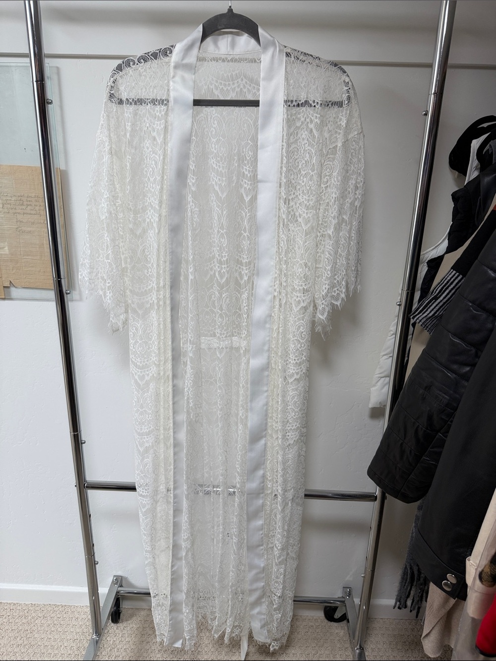 BRIDAL White Lace Duster Robe - custom made ONE SIZE (no size) NEVER WORN